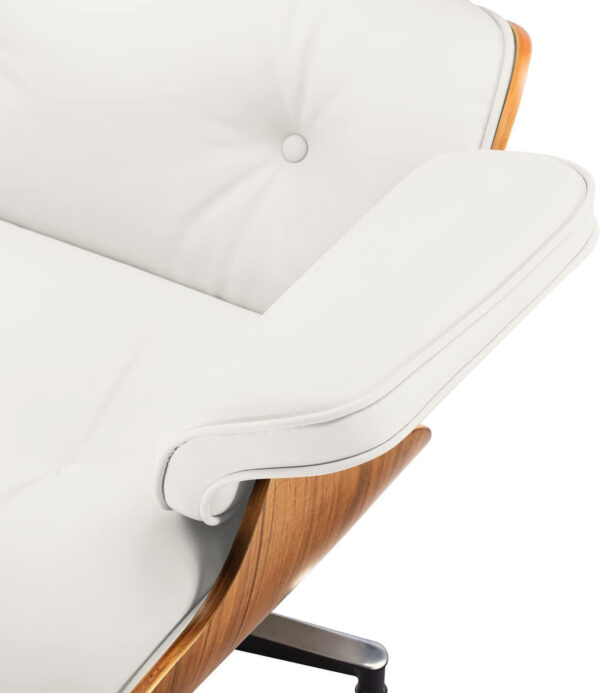 Chaise Lounge Chair with Ottoman Genuine Leather High-Resilience Foam Cushions Mid Century Modern Ergonomic Design for Living Room Study Lounge Office Palisander Black