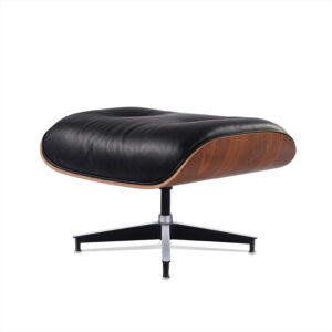Chaise Lounge Chair with Ottoman Genuine Leather High-Resilience Foam Cushions Mid Century Modern Ergonomic Design for Living Room Study Lounge Office Palisander Black