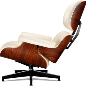 Chaise Lounge Chair with Ottoman Genuine Leather High-Resilience Foam Cushions Mid Century Modern Ergonomic Design for Living Room Study Lounge Office Palisander Black