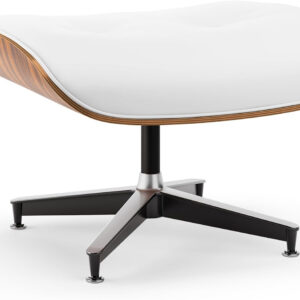 Top Black PU Leather, Mid Century Chaise Lounge Chair and Ottoman, Modern Chair Classic Design, Walnut Wood, Heavy Duty Base Support for Living Room Office