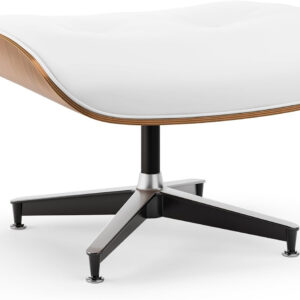 Top Black PU Leather, Mid Century Chaise Lounge Chair and Ottoman, Modern Chair Classic Design, Walnut Wood, Heavy Duty Base Support for Living Room Office