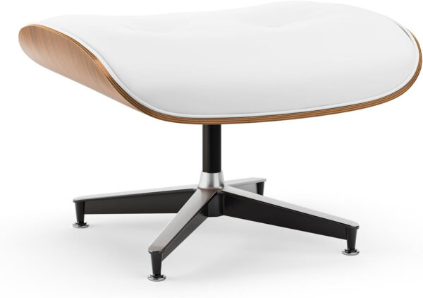 Top Black PU Leather, Mid Century Chaise Lounge Chair and Ottoman, Modern Chair Classic Design, Walnut Wood, Heavy Duty Base Support for Living Room Office