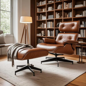 6886f176b1aff93bb3368e01c17feef11e09f08d3213adce42c1e.jpg Lounge Chair with Ottoman, Mid Century Modern Office Chair, Leather Chaise Lounge Chair Indoor, Heavy Duty Base Support for Living Room Study Lounge Office (Palisander Brown, Tall)