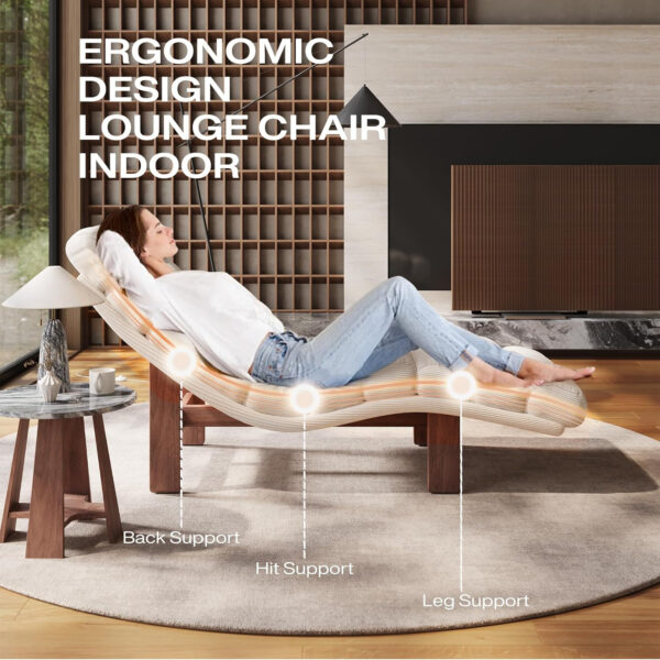 Modern Chaise Lounge Chair with Wooden Legs, Armless, Comfortable Upholstered Seat – Perfect for Living Room, Bedroom, or Office