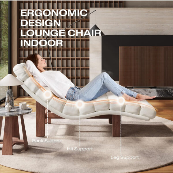Modern Chaise Lounge Chair with Wooden Legs, Armless, Comfortable Upholstered Seat – Perfect for Living Room, Bedroom, or Office