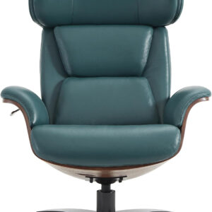 CHITA Genuine Leather Reclining Swivel Chair with Adjustable Headrest and Ottoman for Living Room, Teal