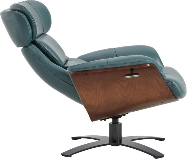 CHITA Genuine Leather Reclining Swivel Chair with Adjustable Headrest and Ottoman for Living Room, Teal