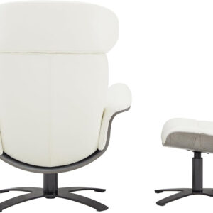 CHITA Genuine Leather Reclining Swivel Chair with Adjustable Headrest and Ottoman for Living Room, Teal