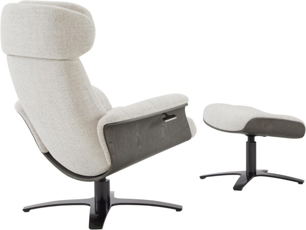 CHITA Genuine Leather Reclining Swivel Chair with Adjustable Headrest and Ottoman for Living Room, Teal