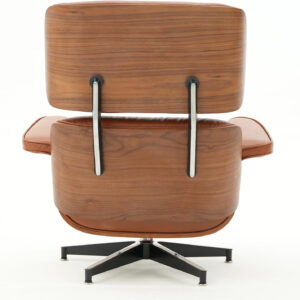 Lounge Chair with Ottoman, Mid Century Modern Office Chair, Leather Chaise Lounge Chair Indoor, Heavy Duty Base Support for Living Room Study Lounge Office (Walnut Brown, Tall)