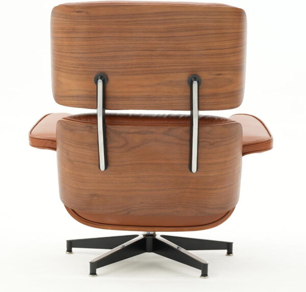 Lounge Chair with Ottoman, Mid Century Modern Office Chair, Leather Chaise Lounge Chair Indoor, Heavy Duty Base Support for Living Room Study Lounge Office (Walnut Brown, Tall)