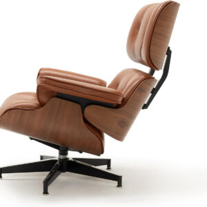 Lounge Chair with Ottoman, Mid Century Modern Office Chair, Leather Chaise Lounge Chair Indoor, Heavy Duty Base Support for Living Room Study Lounge Office (Walnut Brown, Tall)