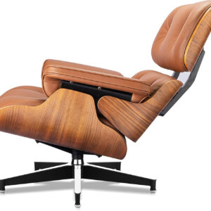 Top Grain Leather, Mid Century Chaise Lounge Chair and Ottoman, Modern Chair Classic Design, Heavy Duty Base Support for Living Room Study Lounge Office, Walnut-Brown