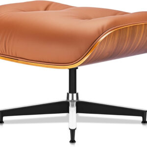 Top Grain Leather, Mid Century Chaise Lounge Chair and Ottoman, Modern Chair Classic Design, Heavy Duty Base Support for Living Room Study Lounge Office, Walnut-Brown