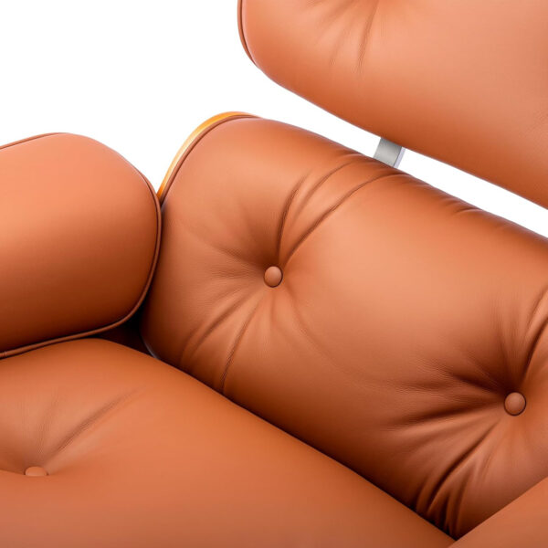 Top Grain Leather, Mid Century Chaise Lounge Chair and Ottoman, Modern Chair Classic Design, Heavy Duty Base Support for Living Room Study Lounge Office, Walnut-Brown