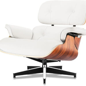 Top Grain Leather, Mid Century Chaise Lounge Chair and Ottoman, Modern Chair Classic Design, Heavy Duty Base Support for Living Room Study Lounge Office, Walnut-Brown