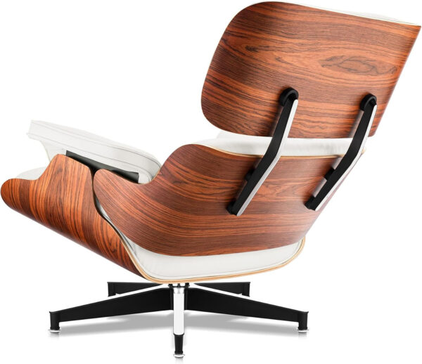 Top Grain Leather, Mid Century Chaise Lounge Chair and Ottoman, Modern Chair Classic Design, Heavy Duty Base Support for Living Room Study Lounge Office, Walnut-Brown