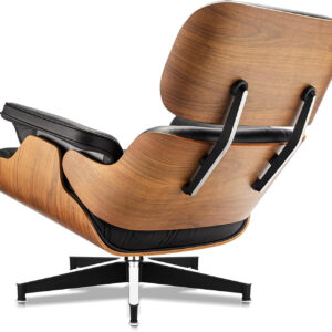 Top Grain Leather, Mid Century Chaise Lounge Chair and Ottoman, Modern Chair Classic Design, Heavy Duty Base Support for Living Room Study Lounge Office, Walnut-Brown