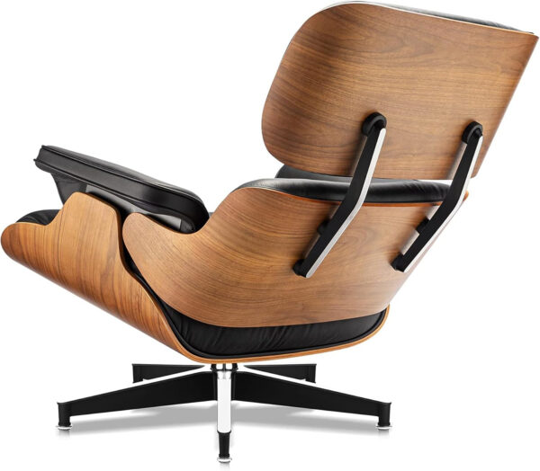 Top Grain Leather, Mid Century Chaise Lounge Chair and Ottoman, Modern Chair Classic Design, Heavy Duty Base Support for Living Room Study Lounge Office, Walnut-Brown