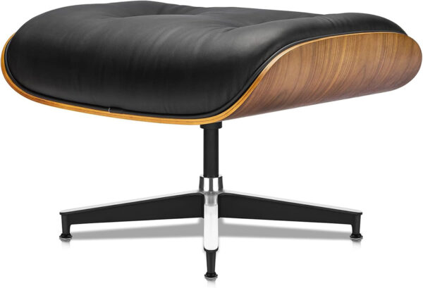 Top Grain Leather, Mid Century Chaise Lounge Chair and Ottoman, Modern Chair Classic Design, Heavy Duty Base Support for Living Room Study Lounge Office, Walnut-Brown