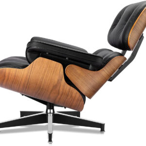 Top Grain Leather, Mid Century Chaise Lounge Chair and Ottoman, Modern Chair Classic Design, Heavy Duty Base Support for Living Room Study Lounge Office, Walnut-Brown