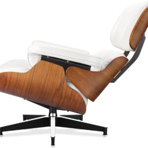 Top Grain Leather, Mid Century Chaise Lounge Chair and Ottoman, Modern Chair Classic Design, Heavy Duty Base Support for Living Room Study Lounge Office, Walnut-Brown