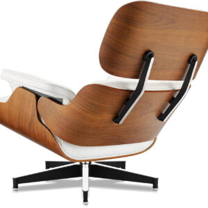 Top Grain Leather, Mid Century Chaise Lounge Chair and Ottoman, Modern Chair Classic Design, Heavy Duty Base Support for Living Room Study Lounge Office, Walnut-Brown