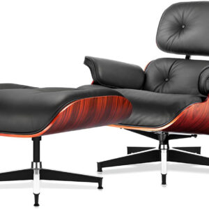 Top Grain Leather, Mid Century Chaise Lounge Chair and Ottoman, Modern Chair Classic Design, Heavy Duty Base Support for Living Room Study Lounge Office, Walnut-Brown