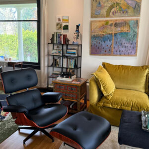 Top Grain Leather, Mid Century Chaise Lounge Chair and Ottoman, Modern Chair Classic Design, Heavy Duty Base Support for Living Room Study Lounge Office, Walnut-Brown