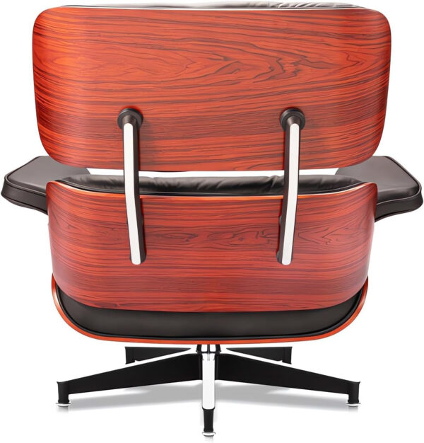 Top Grain Leather, Mid Century Chaise Lounge Chair and Ottoman, Modern Chair Classic Design, Heavy Duty Base Support for Living Room Study Lounge Office, Walnut-Brown