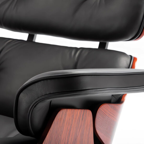 Top Grain Leather, Mid Century Chaise Lounge Chair and Ottoman, Modern Chair Classic Design, Heavy Duty Base Support for Living Room Study Lounge Office, Walnut-Brown