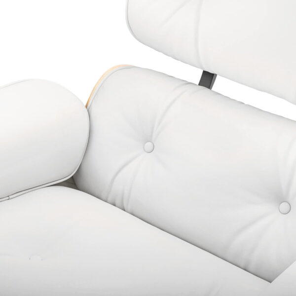 Top Black Grain Leather, Mid Century Chaise Lounge Chair and Ottoman, Modern Chair Classic Design, Red Rosewood, Heavy Duty Base Support for Living Room Study Lounge Office