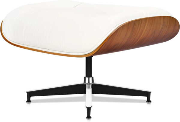 Top Black Grain Leather, Mid Century Chaise Lounge Chair and Ottoman, Modern Chair Classic Design, Red Rosewood, Heavy Duty Base Support for Living Room Study Lounge Office