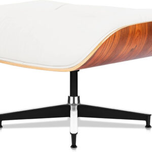 Top Black Grain Leather, Mid Century Chaise Lounge Chair and Ottoman, Modern Chair Classic Design, Red Rosewood, Heavy Duty Base Support for Living Room Study Lounge Office