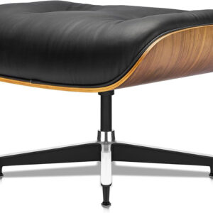 Top Black Leather, Mid Century Chair with Ottoman, Lounge Chair Modern Classic Design, Walnut Wood, Heavy Duty Base Support for Living Room Office (Upgraded,Walnut-Black)