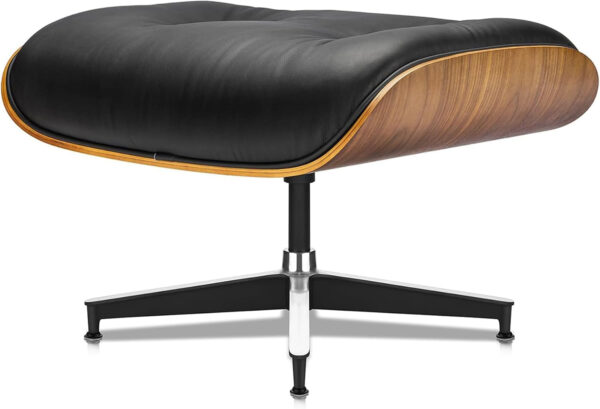 Top Black Leather, Mid Century Chair with Ottoman, Lounge Chair Modern Classic Design, Walnut Wood, Heavy Duty Base Support for Living Room Office (Upgraded,Walnut-Black)