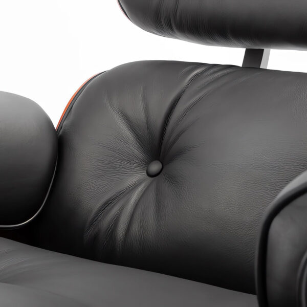 Top Black Leather, Mid Century Chair with Ottoman, Lounge Chair Modern Classic Design, Walnut Wood, Heavy Duty Base Support for Living Room Office (Upgraded,Walnut-Black)