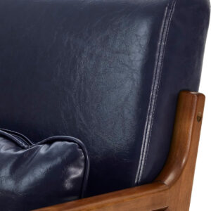 Glitzhome Mid Century Hunter Green Accent Armchair, Single Reading Armchair PU Leather Lounge Chair with Walnut Ruberwood Frame