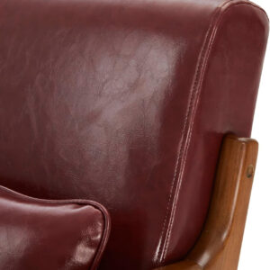 Glitzhome Mid Century Hunter Green Accent Armchair, Single Reading Armchair PU Leather Lounge Chair with Walnut Ruberwood Frame