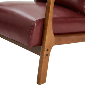 Glitzhome Mid Century Hunter Green Accent Armchair, Single Reading Armchair PU Leather Lounge Chair with Walnut Ruberwood Frame