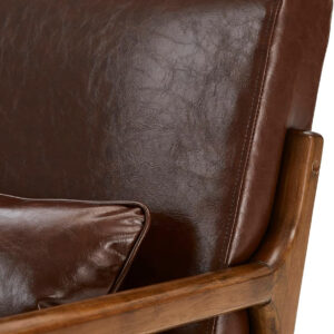 Glitzhome Mid Century Hunter Green Accent Armchair, Single Reading Armchair PU Leather Lounge Chair with Walnut Ruberwood Frame
