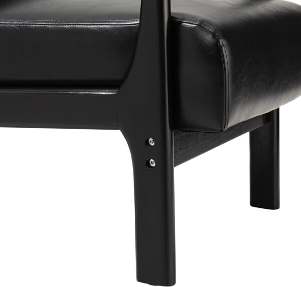 Glitzhome Mid Century Hunter Green Accent Armchair, Single Reading Armchair PU Leather Lounge Chair with Walnut Ruberwood Frame