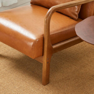 Glitzhome Mid Century Hunter Green Accent Armchair, Single Reading Armchair PU Leather Lounge Chair with Walnut Ruberwood Frame
