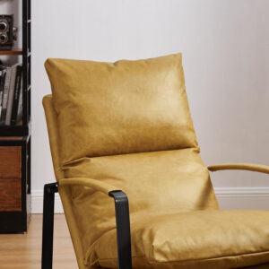6886f4d2b2c1052bd95e797aa6131e50e2159be2fac759ceba8cd.jpg Art Leon Leather Accent Chair- Mid Century Modern Living Room Chair Leather Armchair Leather Lounge Chair with Black Metal Frame (Light Brown)