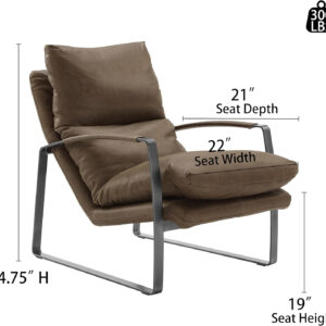 6886f4d7c9f86572efecdb4565516ddf1bc98986cec2d820a20c8.jpg Art Leon Leather Accent Chair- Mid Century Modern Living Room Chair Leather Armchair Leather Lounge Chair with Black Metal Frame (Light Brown)