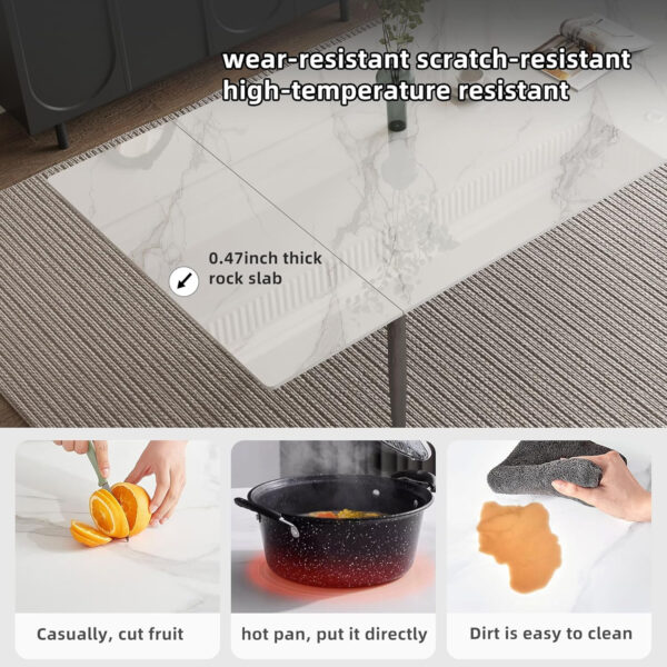 Extendable Dining Table (62.9" to 94.4") for 6 to 10 - Modern Rectangular Sintered Stone Table with High Hardness and Easy Maintenance - Stylish Black