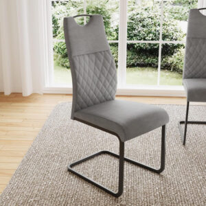 ZckyCine 6-8 Person Modern Rectangular Dining Table Set, 51-67 Inch Expandable Space-Saving Metal Frame Dining Table with Gray Table and 6 Black Chairs for Kitchen or Dining Room