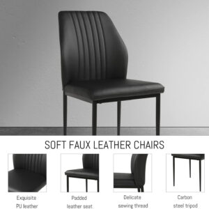 ZckyCine 6-8 Person Modern Rectangular Dining Table Set, 51-67 Inch Expandable Space-Saving Metal Frame Dining Table with Gray Table and 6 Black Chairs for Kitchen or Dining Room