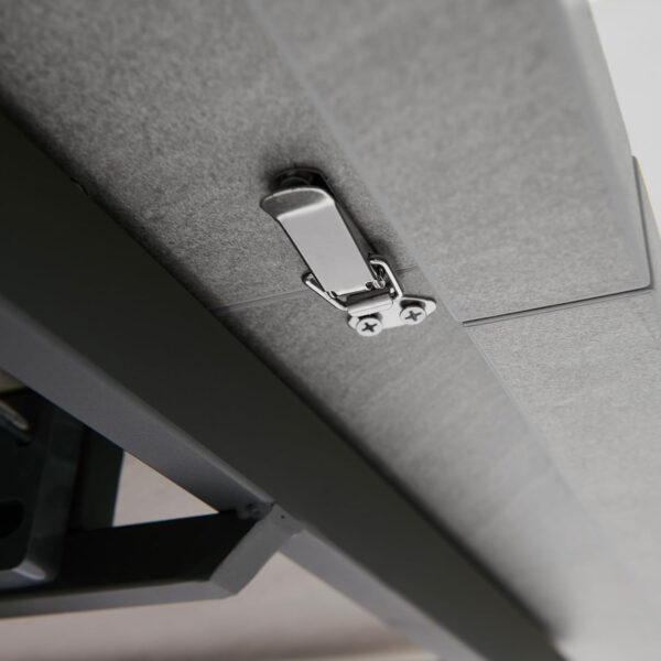 ZckyCine 6-8 Person Modern Rectangular Dining Table Set, 51-67 Inch Expandable Space-Saving Metal Frame Dining Table with Gray Table and 6 Black Chairs for Kitchen or Dining Room