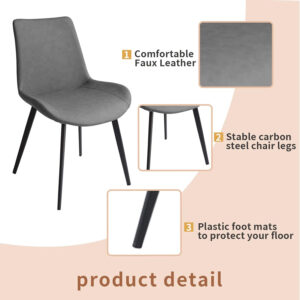 ZckyCine 6-8 Person Modern Rectangular Dining Table Set, 51-67 Inch Expandable Space-Saving Metal Frame Dining Table with Gray Table and 6 Black Chairs for Kitchen or Dining Room